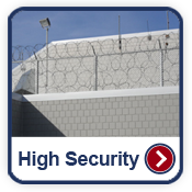 High Security gallery button image. Kearney, Nebraska commercial fencing company fence contractors hydraulic bollards wedge cable barrier barrier arm gate K-Rated M50 M30 K4 K8 K12 concertina wire razor wire chain link infrared detection microwave detection barbwire prison correctional airport manufacturing 