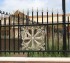 AFC Grand Island - Custom Iron Gate Fencing, 1231 Overscallop with quadflare & emblem